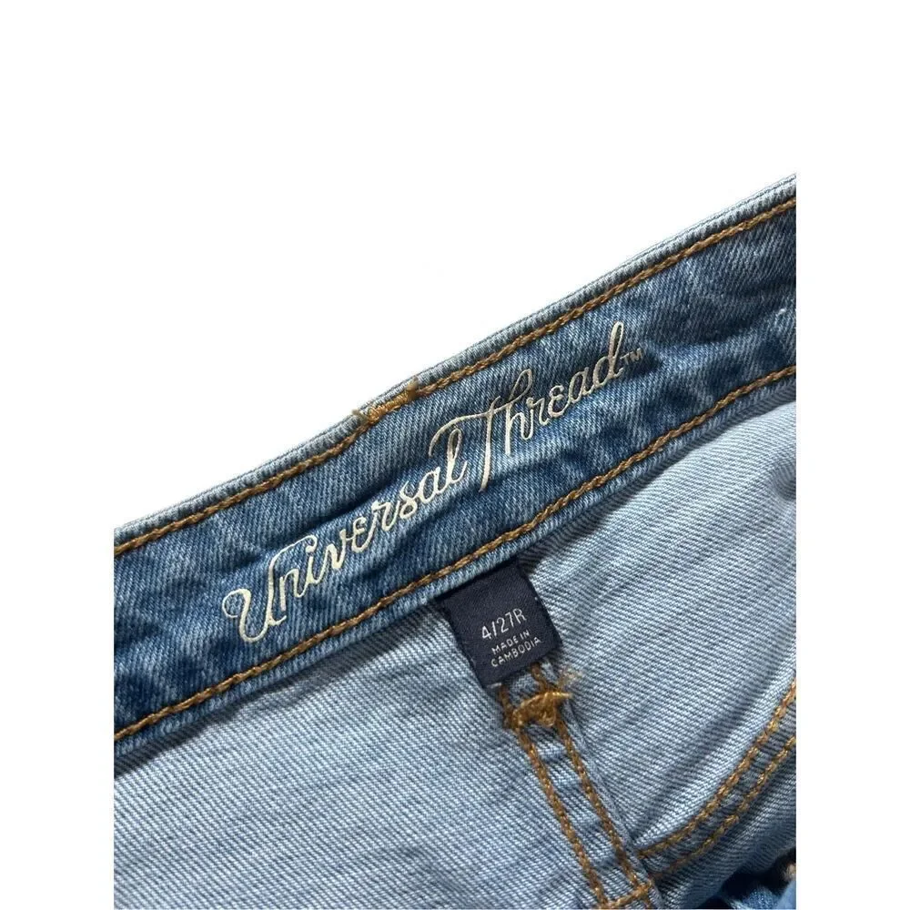 Embroidered Denim Shorts, Raw‎ Hem, Distressed Casual Summer